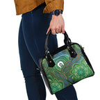 Torres Strait Islands Shoulder Handbag Indigenous Ocean Wave Dot Green Color