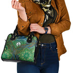 Torres Strait Islands Shoulder Handbag Indigenous Ocean Wave Dot Green Color