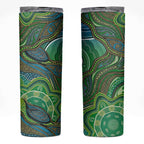 Torres Strait Islands Skinny Tumbler Indigenous Ocean Wave Dot Green Color