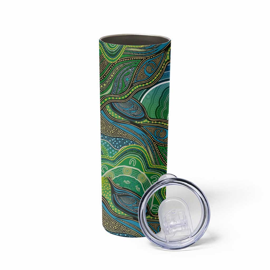 Torres Strait Islands Skinny Tumbler Indigenous Ocean Wave Dot Green Color