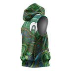 Torres Strait Islands Sleeveless Hoodie Indigenous Ocean Wave Dot Green Color