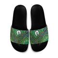Torres Strait Islands Slide Sandals Indigenous Ocean Wave Dot Green Color