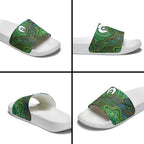 Torres Strait Islands Slide Sandals Indigenous Ocean Wave Dot Green Color