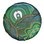 Torres Strait Islands Spare Tire Cover Indigenous Ocean Wave Dot Green Color
