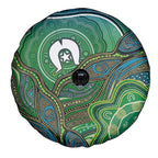 Torres Strait Islands Spare Tire Cover Indigenous Ocean Wave Dot Green Color