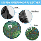 Torres Strait Islands Spare Tire Cover Indigenous Ocean Wave Dot Green Color