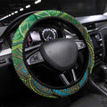 Torres Strait Islands Steering Wheel Cover Indigenous Ocean Wave Dot Green Color