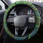 Torres Strait Islands Steering Wheel Cover Indigenous Ocean Wave Dot Green Color