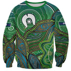 Torres Strait Islands Sweatshirt Indigenous Ocean Wave Dot Green Color