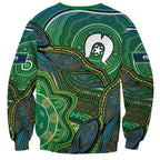 Torres Strait Islands Sweatshirt Indigenous Ocean Wave Dot Green Color