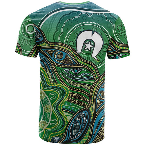 Torres Strait Islands T Shirt Indigenous Ocean Wave Dot Green Color