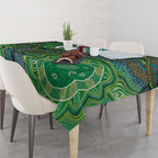 Torres Strait Islands Tablecloth Indigenous Ocean Wave Dot Green Color