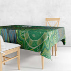 Torres Strait Islands Tablecloth Indigenous Ocean Wave Dot Green Color
