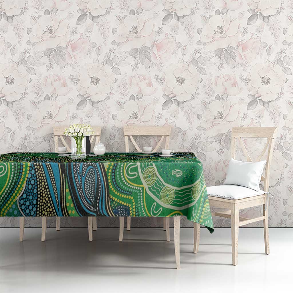 Torres Strait Islands Tablecloth Indigenous Ocean Wave Dot Green Color