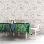 Torres Strait Islands Tablecloth Indigenous Ocean Wave Dot Green Color