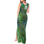 Torres Strait Islands Tank Maxi Dress Indigenous Ocean Wave Dot Green Color