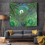 Torres Strait Islands Tapestry Indigenous Ocean Wave Dot Green Color