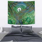 Torres Strait Islands Tapestry Indigenous Ocean Wave Dot Green Color
