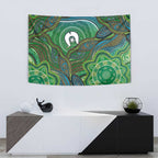 Torres Strait Islands Tapestry Indigenous Ocean Wave Dot Green Color