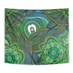Torres Strait Islands Tapestry Indigenous Ocean Wave Dot Green Color