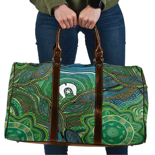 Torres Strait Islands Travel Bag Indigenous Ocean Wave Dot Green Color