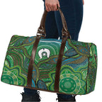 Torres Strait Islands Travel Bag Indigenous Ocean Wave Dot Green Color