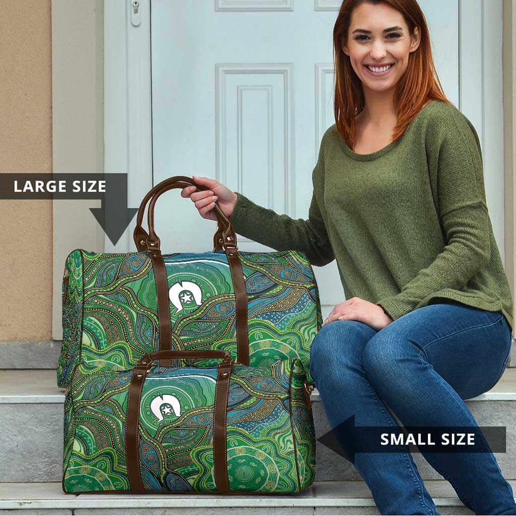 Torres Strait Islands Travel Bag Indigenous Ocean Wave Dot Green Color