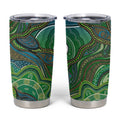 Torres Strait Islands Tumbler Cup Indigenous Ocean Wave Dot Green Color