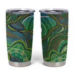 Torres Strait Islands Tumbler Cup Indigenous Ocean Wave Dot Green Color