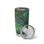 Torres Strait Islands Tumbler Cup Indigenous Ocean Wave Dot Green Color