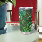 Torres Strait Islands Tumbler Cup Indigenous Ocean Wave Dot Green Color