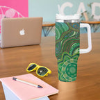 Torres Strait Islands Tumbler With Handle Indigenous Ocean Wave Dot Green Color