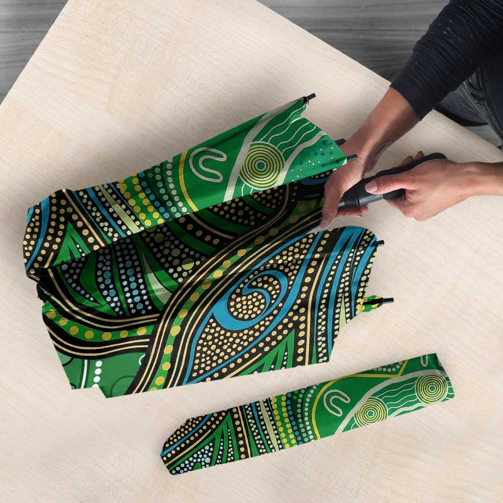 Torres Strait Islands Umbrella Indigenous Ocean Wave Dot Green Color