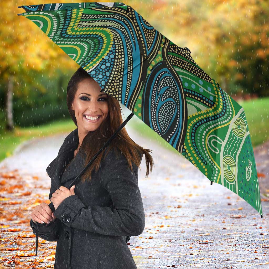 Torres Strait Islands Umbrella Indigenous Ocean Wave Dot Green Color