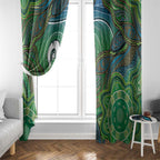 Torres Strait Islands Window Curtain Indigenous Ocean Wave Dot Green Color