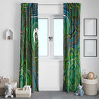 Torres Strait Islands Window Curtain Indigenous Ocean Wave Dot Green Color