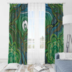 Torres Strait Islands Window Curtain Indigenous Ocean Wave Dot Green Color