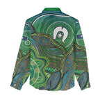 Torres Strait Islands Women Casual Shirt Indigenous Ocean Wave Dot Green Color