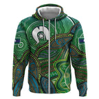 Torres Strait Islands Zip Hoodie Indigenous Ocean Wave Dot Green Color