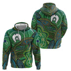 Torres Strait Islands Zip Hoodie Indigenous Ocean Wave Dot Green Color