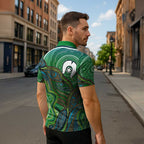 Torres Strait Islands Zipper Polo Shirt Indigenous Ocean Wave Dot Green Color