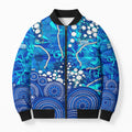 Adelaide Strikers Bomber Puffer Jacket Graffiti Urban Aboriginal Dot Abstract Design
