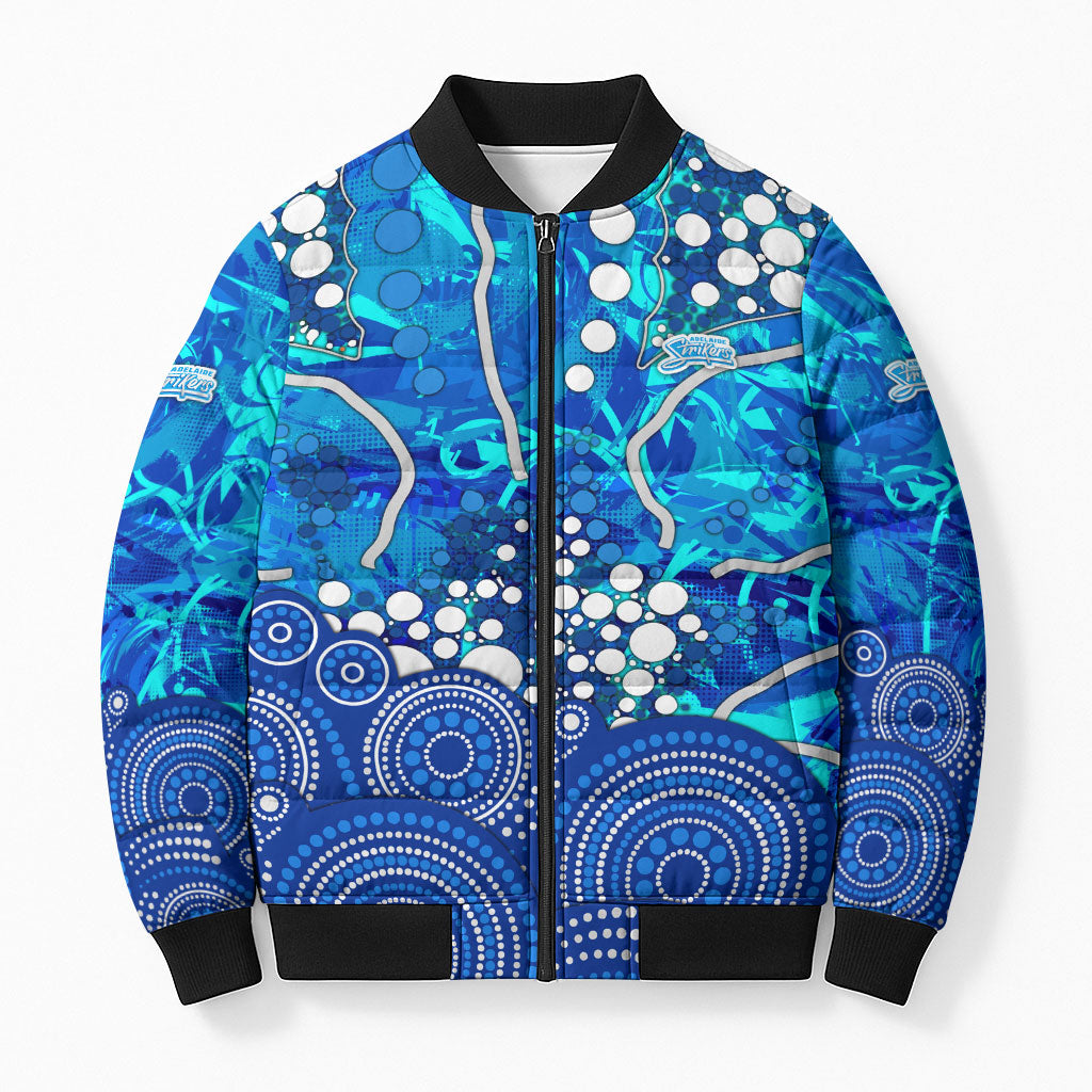 Adelaide Strikers Bomber Puffer Jacket Graffiti Urban Aboriginal Dot Abstract Design