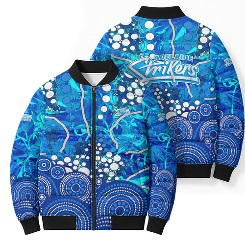 Adelaide Strikers Bomber Puffer Jacket Graffiti Urban Aboriginal Dot Abstract Design