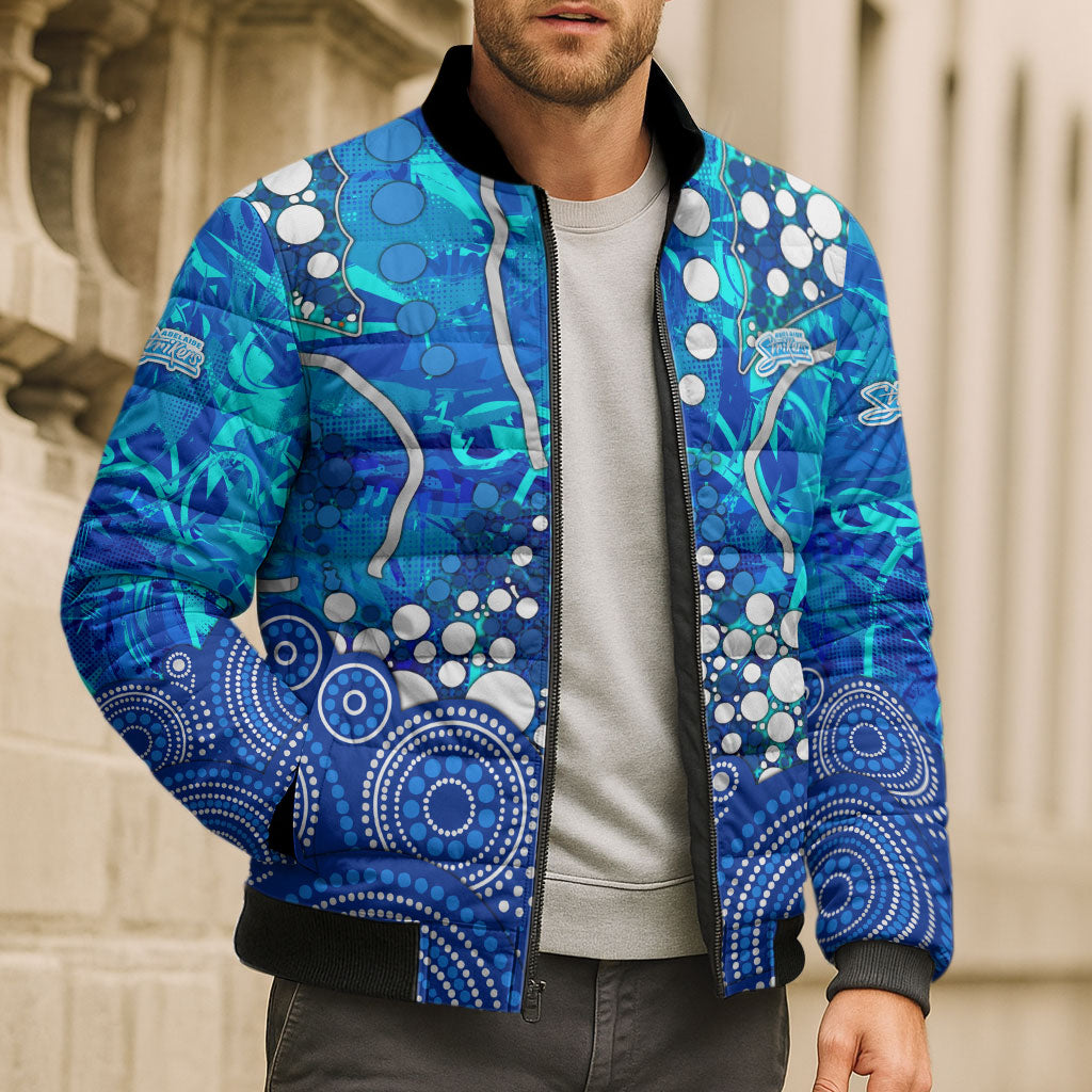 Adelaide Strikers Bomber Puffer Jacket Graffiti Urban Aboriginal Dot Abstract Design