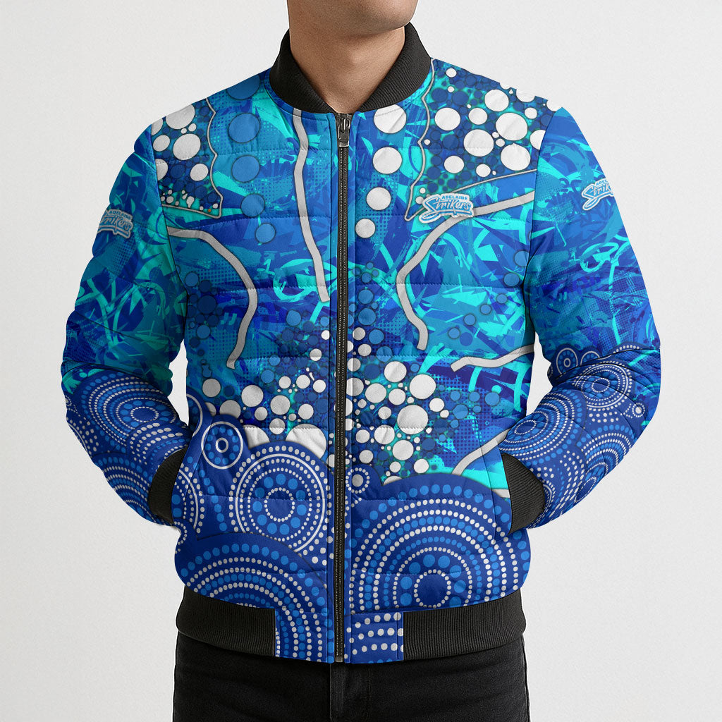 Adelaide Strikers Bomber Puffer Jacket Graffiti Urban Aboriginal Dot Abstract Design