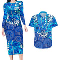 Adelaide Strikers Couples Matching Long Sleeve Bodycon Dress and Hawaiian Shirt Graffiti Urban Aboriginal Dot Abstract Design