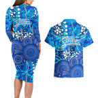 Adelaide Strikers Couples Matching Long Sleeve Bodycon Dress and Hawaiian Shirt Graffiti Urban Aboriginal Dot Abstract Design