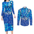 Adelaide Strikers Couples Matching Long Sleeve Bodycon Dress and Long Sleeve Button Shirt Graffiti Urban Aboriginal Dot Abstract Design