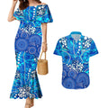 Adelaide Strikers Couples Matching Mermaid Dress and Hawaiian Shirt Graffiti Urban Aboriginal Dot Abstract Design